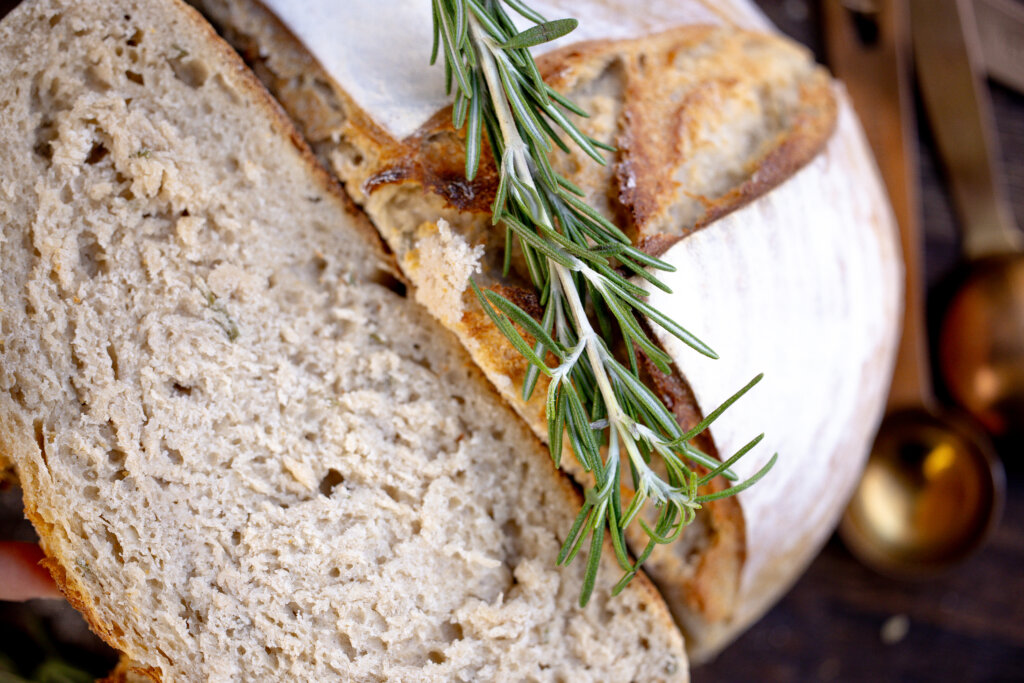 bread with rosemary on top