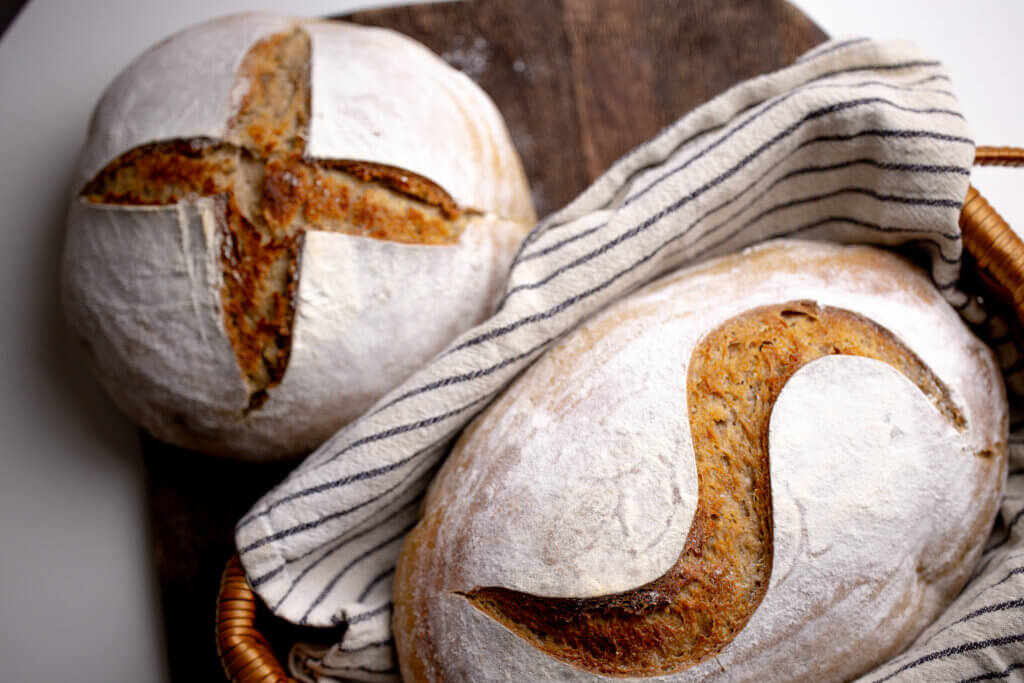 sourdough bread on a wooden board